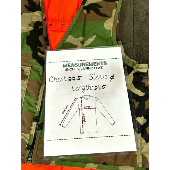 Vintage Camouflage & Orange Thin Puffer Vest Men’s M Hunting Fishing Fall USA - Picture 9 of 10